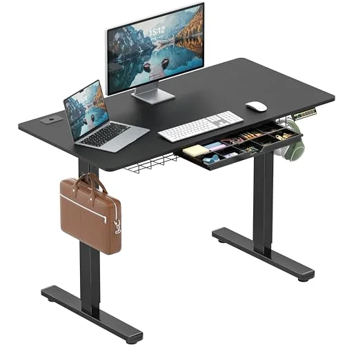 SHW 48-Inch Electric Standing Desk with Drawer