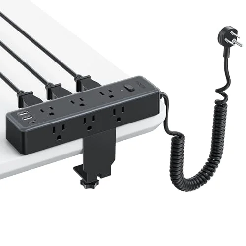 NTONPOWER Standing Desk Power Strip with Coiled Cord