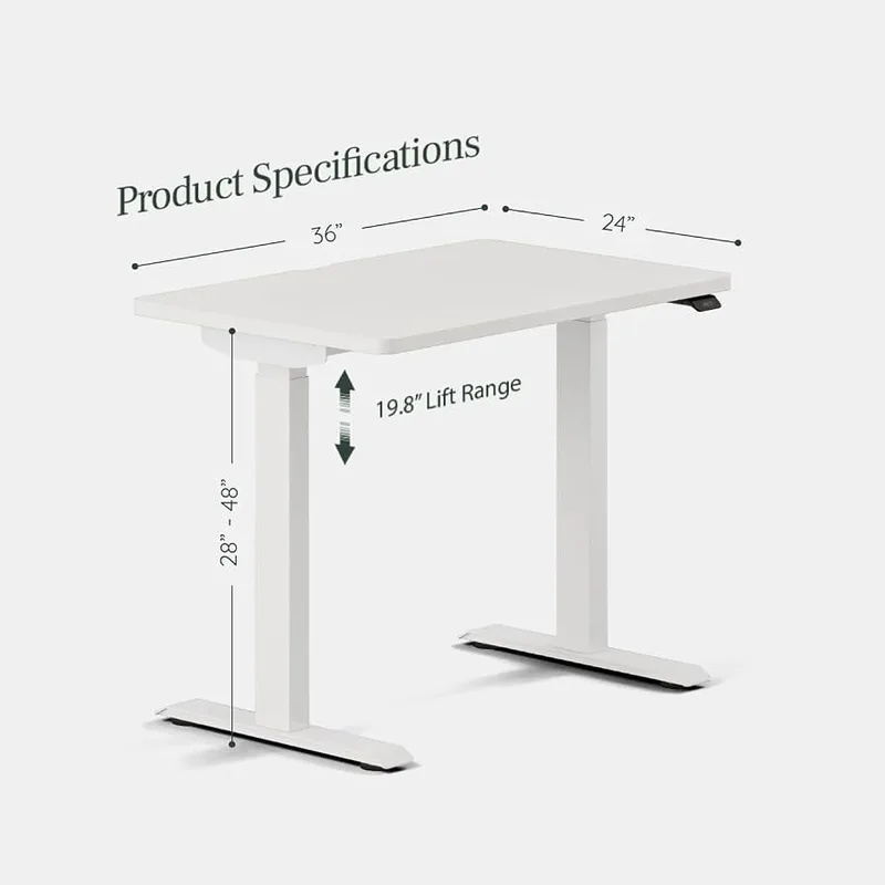 Branch Duo Standing Desk 36" (White Base & White Top)