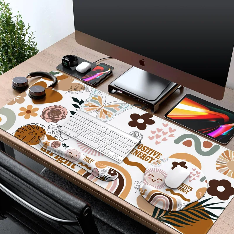 iCasso 4-in-1 Gaming Desk Mat Wrist Rest Set