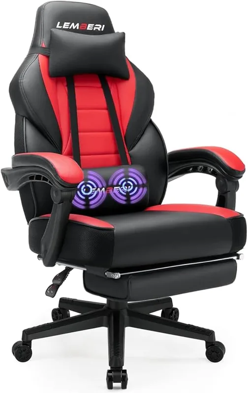 LEMBERI Gaming Chair with Footrest 400lb