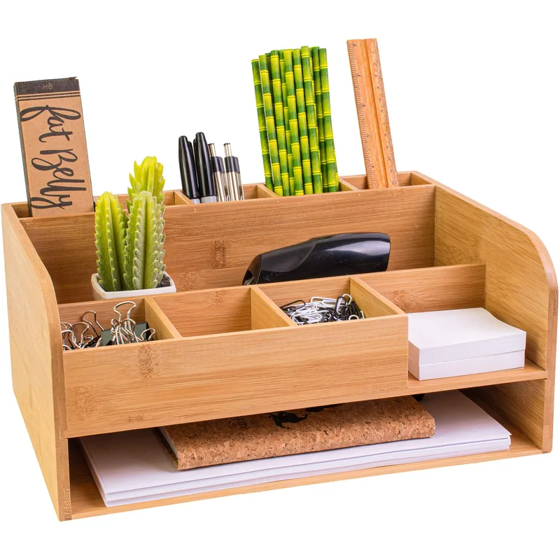 MissionMax Bamboo Wood Desk Organizer