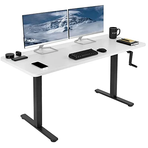 VIVO Manual Height Adjustable Standing Desk 60 x 24 Inch — Best for Large Desks